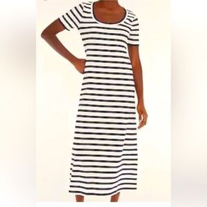 J.Crew 100% Cotton Striped Midi Dress With Scoop Neckline Woman’s Size Large